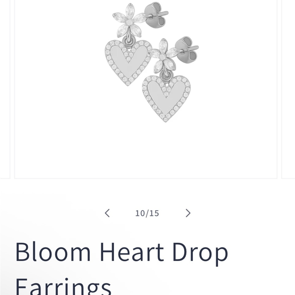 Silver Heart Drop Earrings
